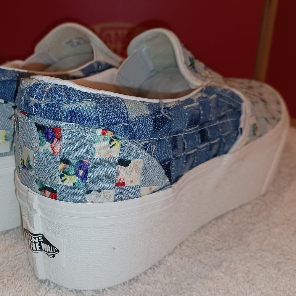 Vans Men's 6.5/Women's 8 Slip On Stacked Woven Floral Platform Shoes VN0A7Q5BB12 - Picture 9 of 12